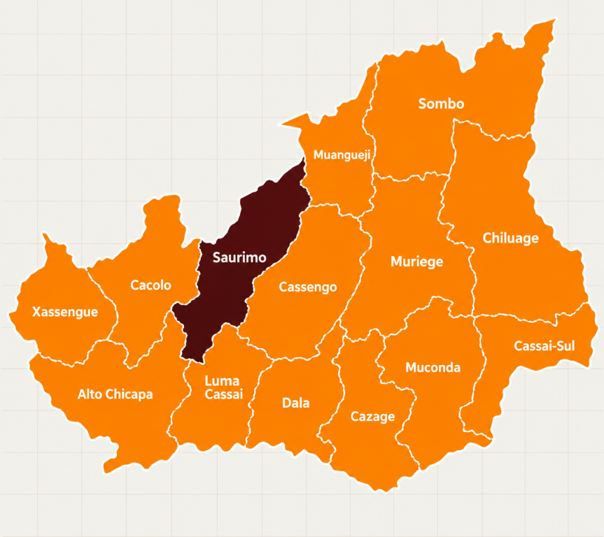 Mapa da província de Lunda Sul
